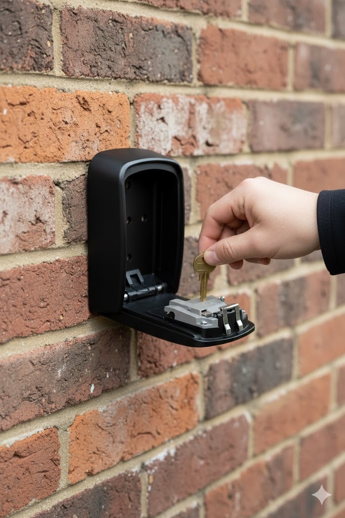 Sleutel plaatsen in kluis